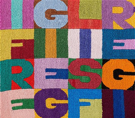 Alighiero Boetti I fregi e gli sfregi 1992 ca. ricamo su tessuto cm...