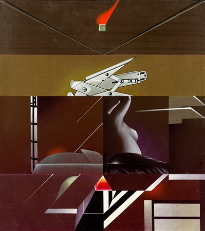 Sergio Sarri Interno (studio per l'inumano) 1988 acrilico su tela cm 90x80...