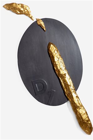 Umberto Mariani Specchio n. 51 1987 lamina di piombo e foglia d'oro su legno...