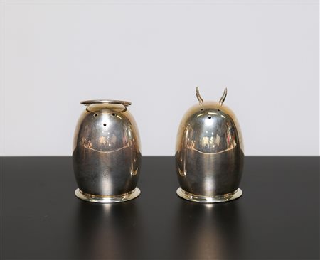 MUNARI CLETO Set sale e pepe, diavolo e angelo. Argento. Cm 5,00 x 8,00 x...