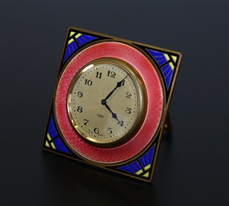 ANONIMO Orologio da viaggio. Metallo smaltato. Cm 8,00 x 8,00. Metallo...