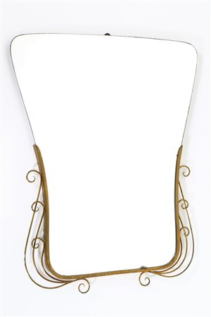 MANIFATTURA ITALIANA Specchio. Specchio, ottone e vetro. Cm 50,00 x 75,00 x...