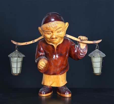 MANIFATTURA ITALIANA Lampada da tavolo . Legno e ottone. Cm 75,00 x 55,00 x...