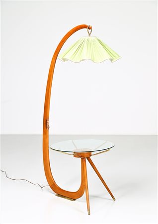 MANIFATTURA ITALIANA Lampada da terra. Legno e tessuto. Cm 88,00 x 167,00 x...