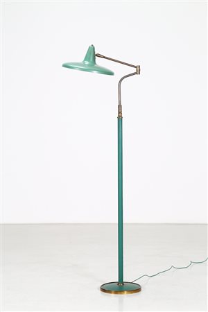 OSTUNI GIUSEPPE Lampada da terra. Metallo laccato, ottone e skai.. Cm 55,00 x...