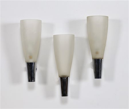 CHIESA PIETRO (1892 - 1948) Tre appliques. Ottone e vetro. Cm 10,00 x 28,00 x...