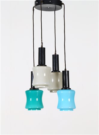 VISTOSI GINO (1925 - 1980) Pendente quattro luci. Ottone, plastica. Cm 40,00...