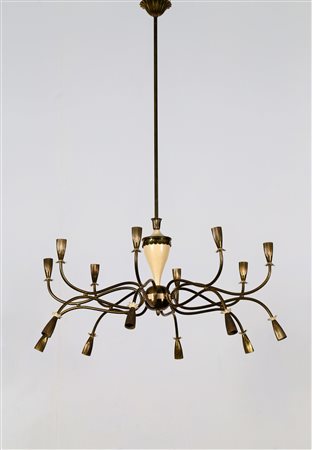 LUMI MILANO Lampadario sedici luci. Metallo laccato e ottone. Cm 95,00 x...