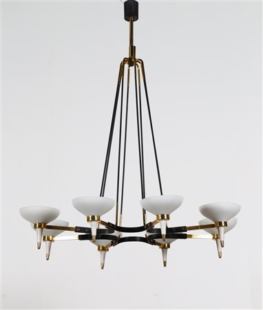 STILNOVO Lampadario. . Cm 87,00 x 112,00 x 74,00. Metallo laccato, ottone e...