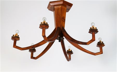 EMANUELE CITO DI FILOMARINO Attrib. Lampadario sei luci. Legno e ottone. Cm...
