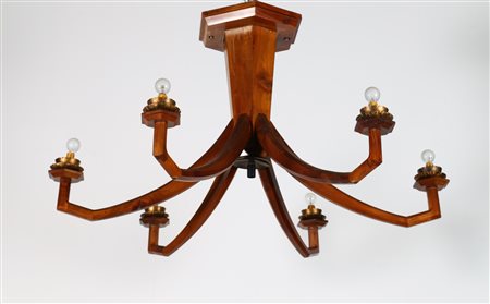 EMANUELE CITO DI FILOMARINO Attrib. Lampadario sei luci. Legno e ottone. Cm...