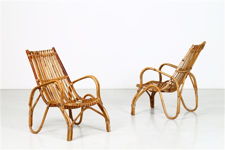 BONACINA 1889 Coppia di poltroncine. Bambù. Cm 51,00 x 85,00 x 73,00. Bambù,...