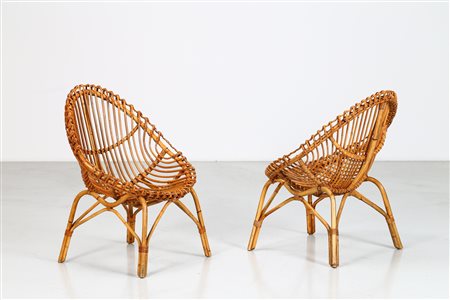 BONACINA VITTORIO Coppia di poltroncine. Vimini. Cm 64,00 x 86,00 x 65,00....