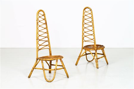 BONACINA 1889 Coppia di sedie da camino. Bambù. Cm 50,00 x 110,00 x 52,00....