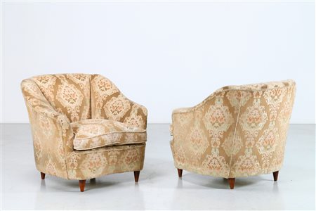 PONTI GIO' (1891 - 1979) Coppia poltrone. Legno e tessuto. Cm 86,00 x 79,00 x...