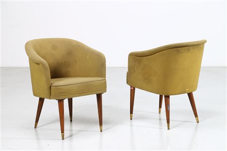PONTI GIO' (1891 - 1979) Attrib. Coppia di poltroncine . Tessuto, legno e...
