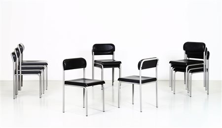 SOTTSASS ETTORE (1917 - 2007) Dieci sedie mod. Nine-0. Metallo e plastica. Cm...