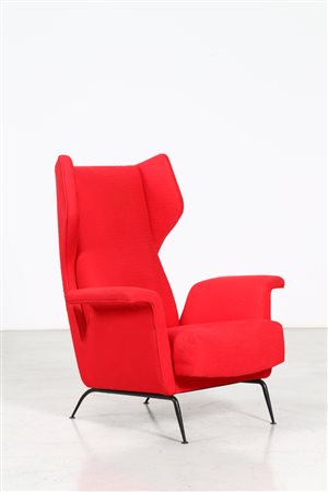 MANIFATTURA ITALIANA Poltrona. Tondino di ferro e tessuto. Cm 92,00 x 109,00...