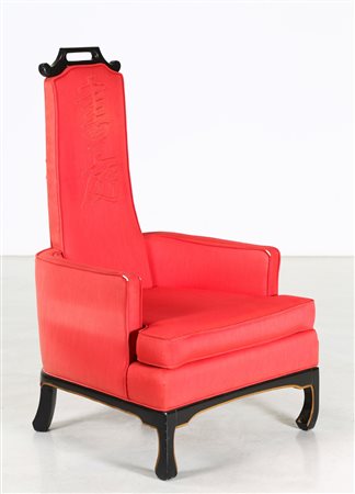 NORMAN FOX MACGREGOR Poltrona . Tessuto e legno. Cm 70,00 x 120,00 x 60,00....