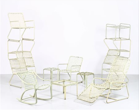 BROWN JORDAN Set da esterno. Metallo e plastica. Cm 62,00 x 98,00 x 134,00....