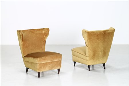 BEGA MELCHIORRE (1898 - 1976) Coppia di poltrone. Legno e velluto. Cm 62,00 x...