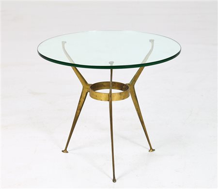 LACCA CESARE Attrib. Tavolino. Ottone e vetro. Cm 51,50 x 44,00 x 51,50....