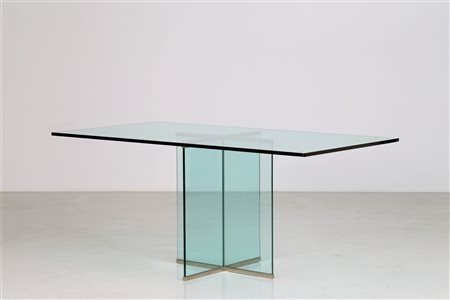 GALLOTTI E RADICE Tavolo . Ottone e vetro. Cm 177,50 x 76,00 x 88,00....