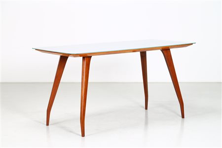 BEGA MELCHIORRE (1898 - 1976) Tavolo. Legno di noce e vetro. Cm 169,00 x...