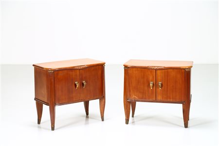 BUZZI TOMASO (1900 - 1981) Coppia di comodini. Legno e ottone. Cm 62,00 x...