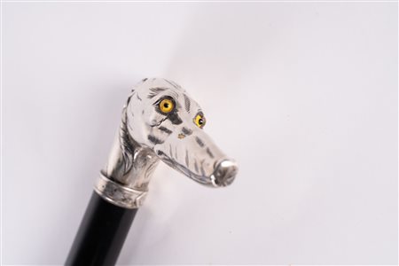 ARGENTIERE ITALIANO DEL XX SECOLO Bastone da passeggio con manico in argento...