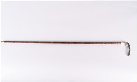ARGENTIERE ITALIANO DEL XX SECOLO Bastone da passeggio con manico in argento...