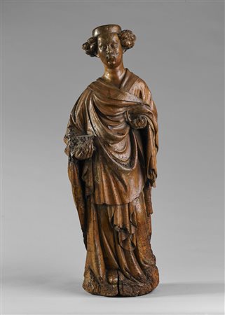 SCULTORE DEL XVI SECOLO Figura femminile in legno scolpito. . . Cm 32,00 x...