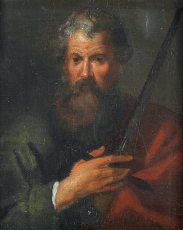 ARTISTA NORDICO DEL XVII SECOLO San Tommaso. Olio su tavola. Cm 15,50 x...