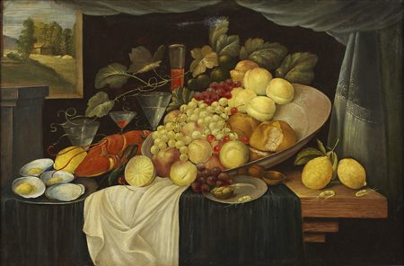 ARTISTA NORDEUROPEO DEL XIX SECOLO Natura morta di frutta. . Olio su tela ....