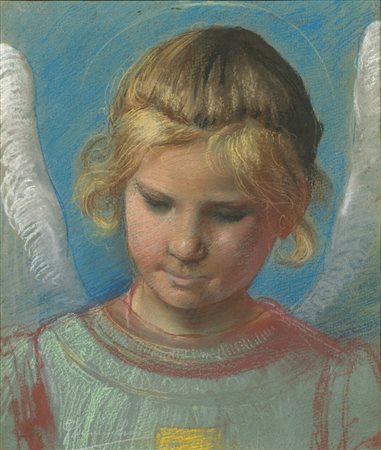 DOMENEGHINI FRANCESCO (1860 - 1950) Angelo. Pastello su carta. Cm 34,50 x...