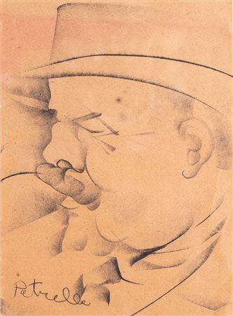 PETRELLA VITTORIO (1890 - 1951) Ritratto di profilo. Carboncino su carta. Cm...
