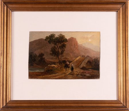 PITLOO ANTONIO SMINCK (1791 - 1837) Attribuito a. Paesaggio con ponte e...