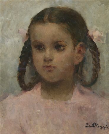 RIZZI EMILIO (1881 - 1952) Ritratto di bimba. Olio su tavola. Cm 32,00 x...