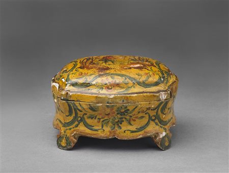 MANIFATTURA VENEZIANA DEL XVIII SECOLO Scatola in legno laccato ad arte...