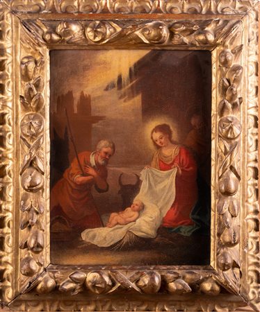 PAGLIA FRANCESCO (1635 - 1714) Attribuito a. Natività. Olio su tela . Cm...