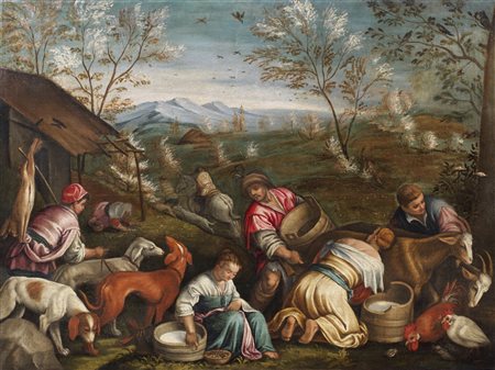 BASSANO LEANDRO (1557 - 1622) Bottega di. La primavera. Olio su tela . Cm...
