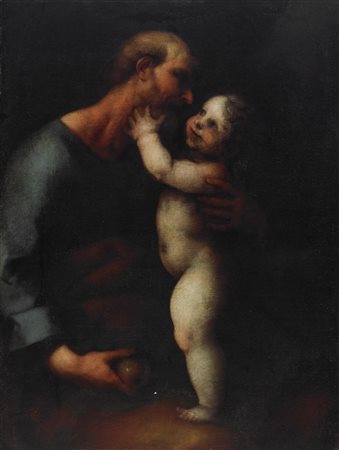 ARTISTA VENETO ATTIVO FRA XVI E XVII SECOLO San Giuseppe e il Bambino. . Olio...