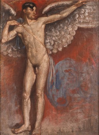 FABBI FABIO (1861 - 1946) Icaro. Olio su tela su faesite. Cm 42,00 x 57,00....