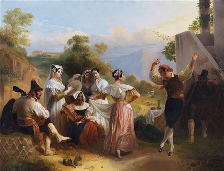 CORRODI ARNOLDO (1846 - 1874) Festa popolare a Subiaco, Santa Scolastica. ....