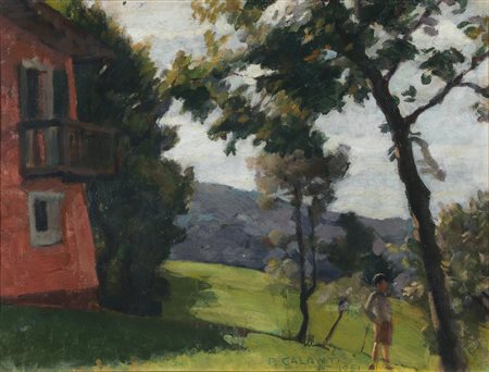 GALANTI PIERO (1885 - 1973) Paesaggio estivo. Olio su faesite. Cm 40,00 x...