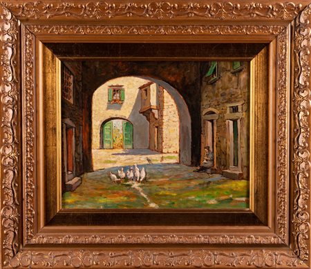 TOMMASI ADOLFO (1851 - 1933) Rustico con animali e personaggio femminile. ....