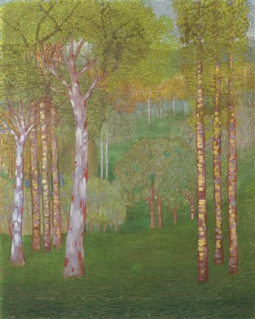 ZECCHIN VITTORIO (1878 - 1947) Bosco in autunno. Olio su tela . Cm 72,00 x...