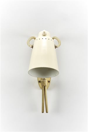 Stilnovo Applique con struttura in ottone, paralume in alluminio stampato e...