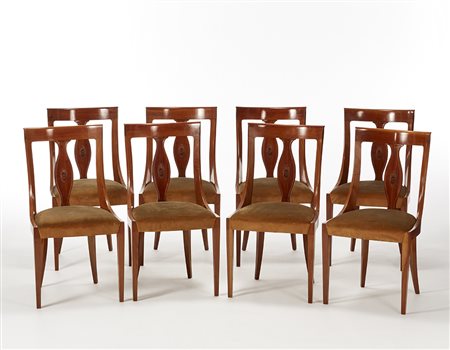 Paolo Buffa (Milano 1903 - Milano 1970)Otto sedie a pozzetto. Esecuzione...