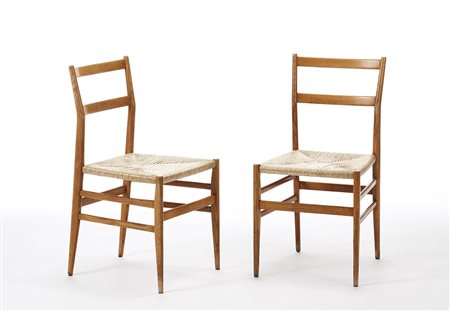 Gio Ponti (Milano 1891 - Milano 1979)Coppia di sedie modello "646 Leggera"....